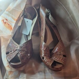 Cole Haan Brown Woven Sandals